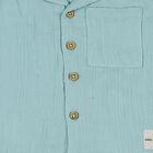 Infants' Aqua Cotton Collared Textured Baba Suit, एक्वा, small