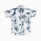 Boys' White and Navy Printed Half Sleeve Classic Collar Casual Shirt, White, small