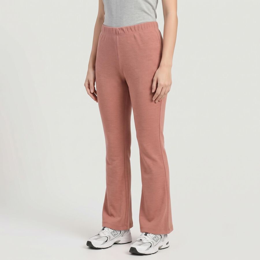 Women's Pink Flared Solid Track Pants, Pink, large