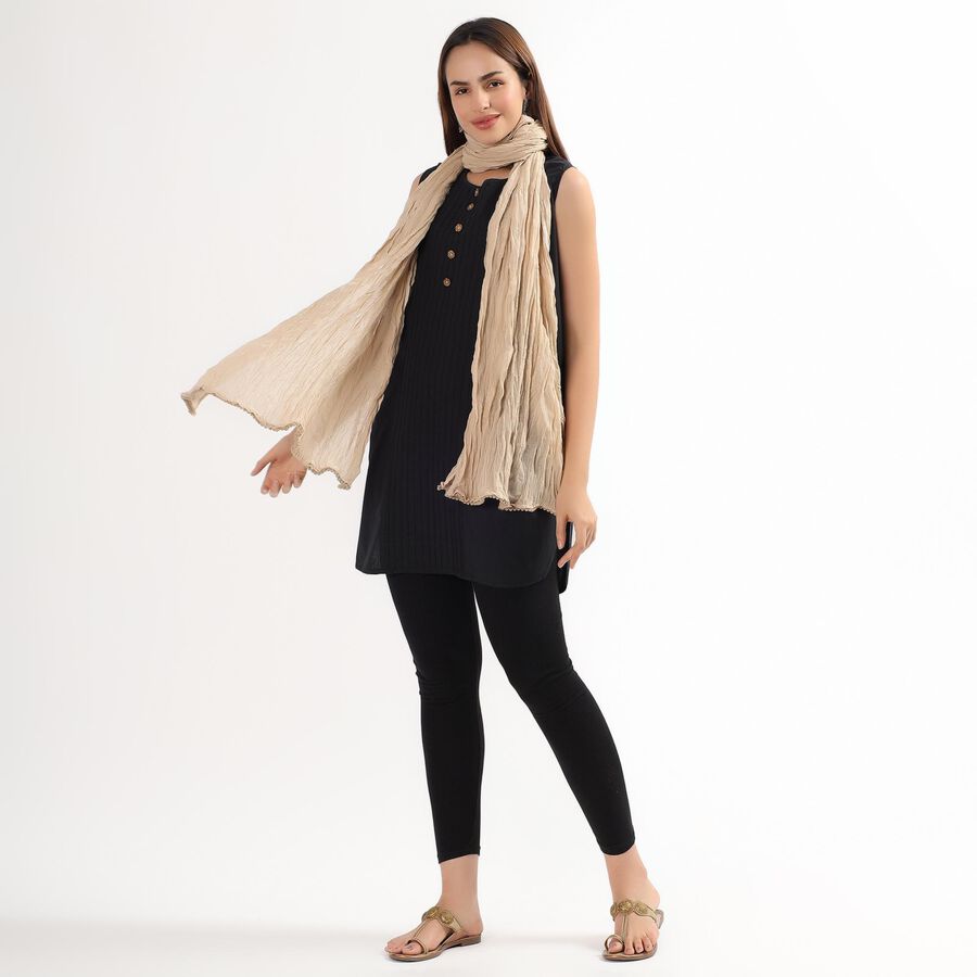 Women's Light Beige Crinkled Dupatta, Beige, large image number null