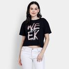 Ladies' 100% Cotton Crop  Top, Black, small image number null