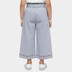 Girls' Light Grey Wide Leg Embroidered Paperbag Waist Jeans, Light Grey, small