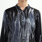 Women's Black Mandarin Collar Abstract Printed Kurta, Dark Blue, small image number null