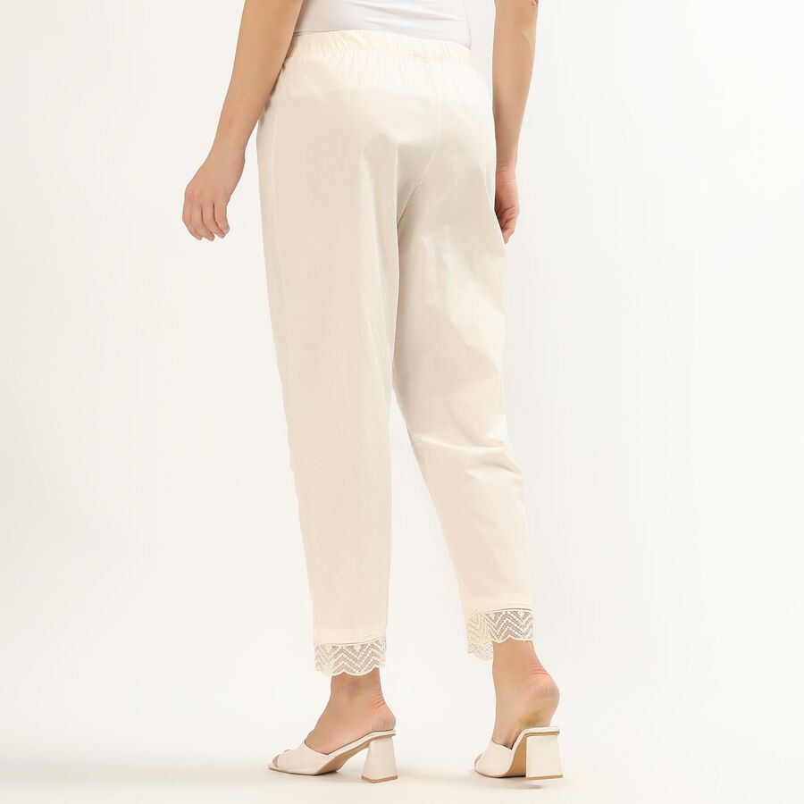 Women's White Cotton Wide-Leg Palazzos, ऑफ व्हाइट, large