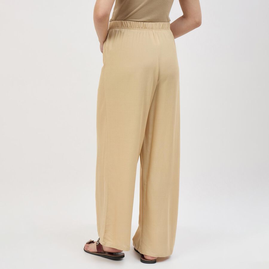 Women's Solid Regular Fit Minimalist Palazzos, गहरा पीला, large