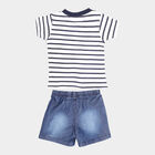 Infants Cotton Stripes Baba Suit, White, small image number null