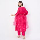 Women's Bright Fuchsia Pink Embroidered Ethnic Set, Fuchsia, small