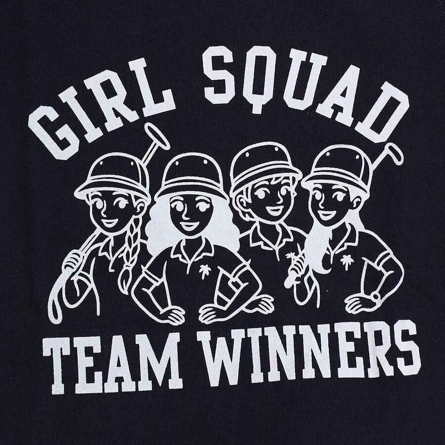 Girls' Navy Blue Round Neck Casual Top and Skirt Set, Navy Blue, large