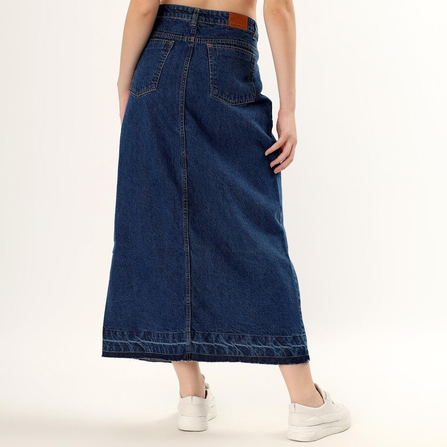Women's Deep Indigo Blue Pencil Skirt, Mid Blue, large image number null