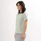 Women's Light Sage Green Round Neck Casual T-Shirt, Light Green, small