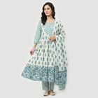 Women's Light Blue Cotton Floral Printed Ethnic Set, Light Blue, small