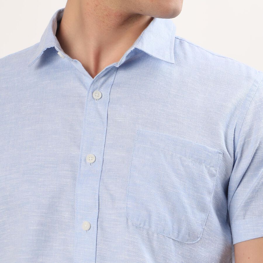 Men's Light Powder Blue Half Sleeve Classic Casual Shirt, हल्का नीला, large image number null