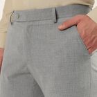 Men's Light Grey Slim Fit Flat-Front Trousers, Light Grey, small