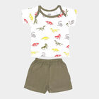 Infants Cotton Printed Baba Suit, Olive, small image number null