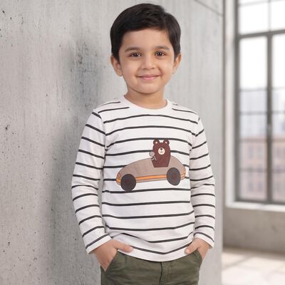 Boys Navy Blue Crew Neck Regular T-Shirt