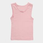 Girls' Peach Cotton Round Neck Casual Vest, पीच, small