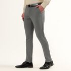 Men's Muted Light Grey Slim Fit Casual Trousers, हल्का ग्रे, small