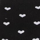 Women's Jet Black Regular Fit Heart Pattern Full-Length Socks, काला, small