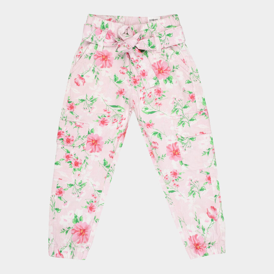Girls Cotton Trousers, Light Pink, large image number null