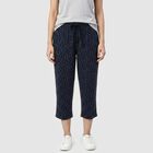 Women's Navy Blue Straight Fit Printed Capri, नेवी ब्लू, small