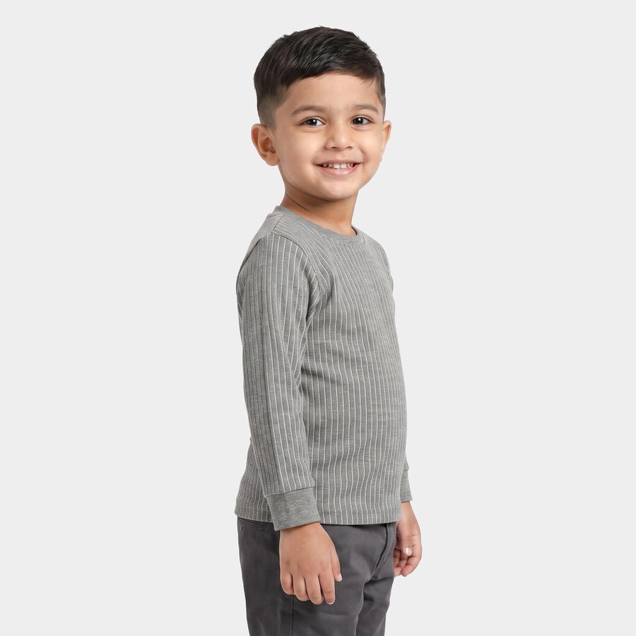 Boys' Grey Long Sleeve Thermal, Melange Mid Grey, large