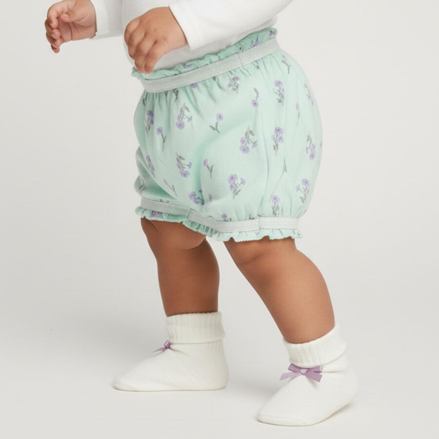 Infant Mint Green Regular Fit Floral Print Bloomers, हल्का हरा, large image number null