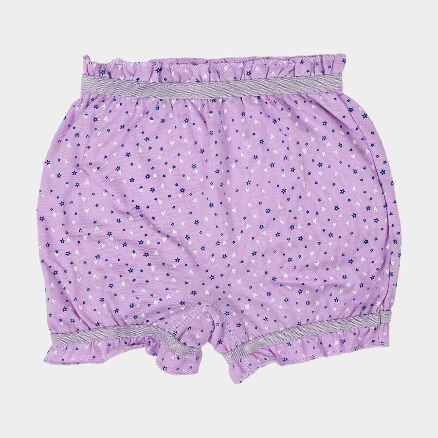 Girls Purple Regular Fit Printed Bloomers, Lilac, large