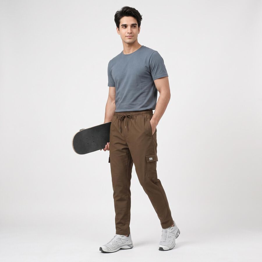 Men's Olive Green Slim Fit Cargo Jogger, Olive, large