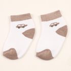 Infants White and Beige Regular Fit Car Design Socks, सफ़ेद, small image number null