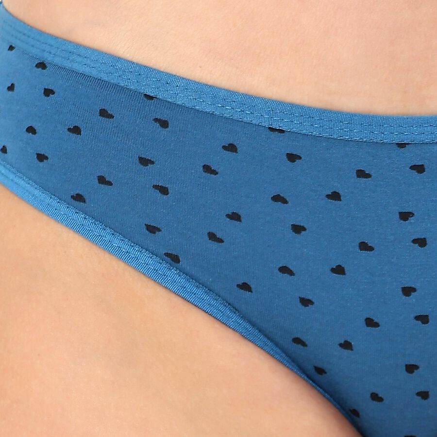 Ladies' 100% Cotton Panty, Navy Blue, large