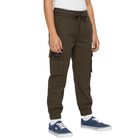 Boys' Olive Regular Fit Jogger Trousers, Olive, small