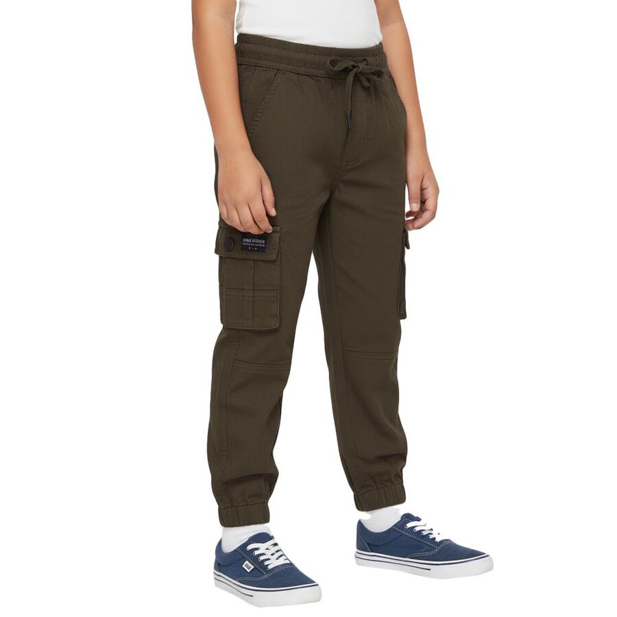Boys' Olive Regular Fit Jogger Trousers, Olive, large