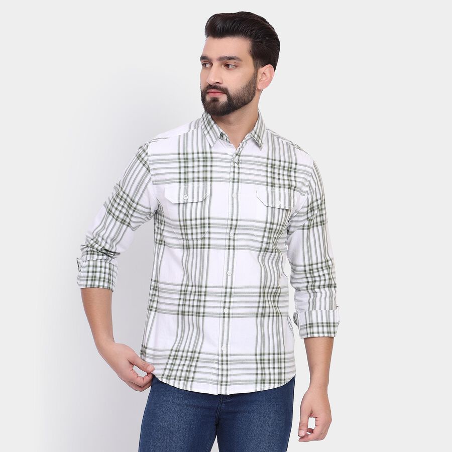 Men's 100% Cotton Casual Shirt, हल्का हरा, large