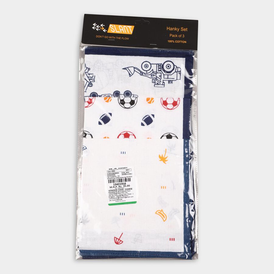 Boys' 100% Cotton Hanky , White, large image number null