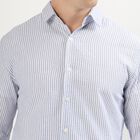 Men's Light Blue and White Cotton Spread Collar Formal Shirt, Dark Blue, small image number null