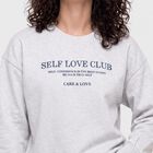 Women's Grey Crew Neck Graphic Print Sweatshirt, मिश्रित हल्का ग्रे, small