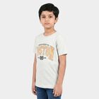 Boys Ecru Melange Crew Neck Regular Boys T-Shirt, Ecru Melange, small