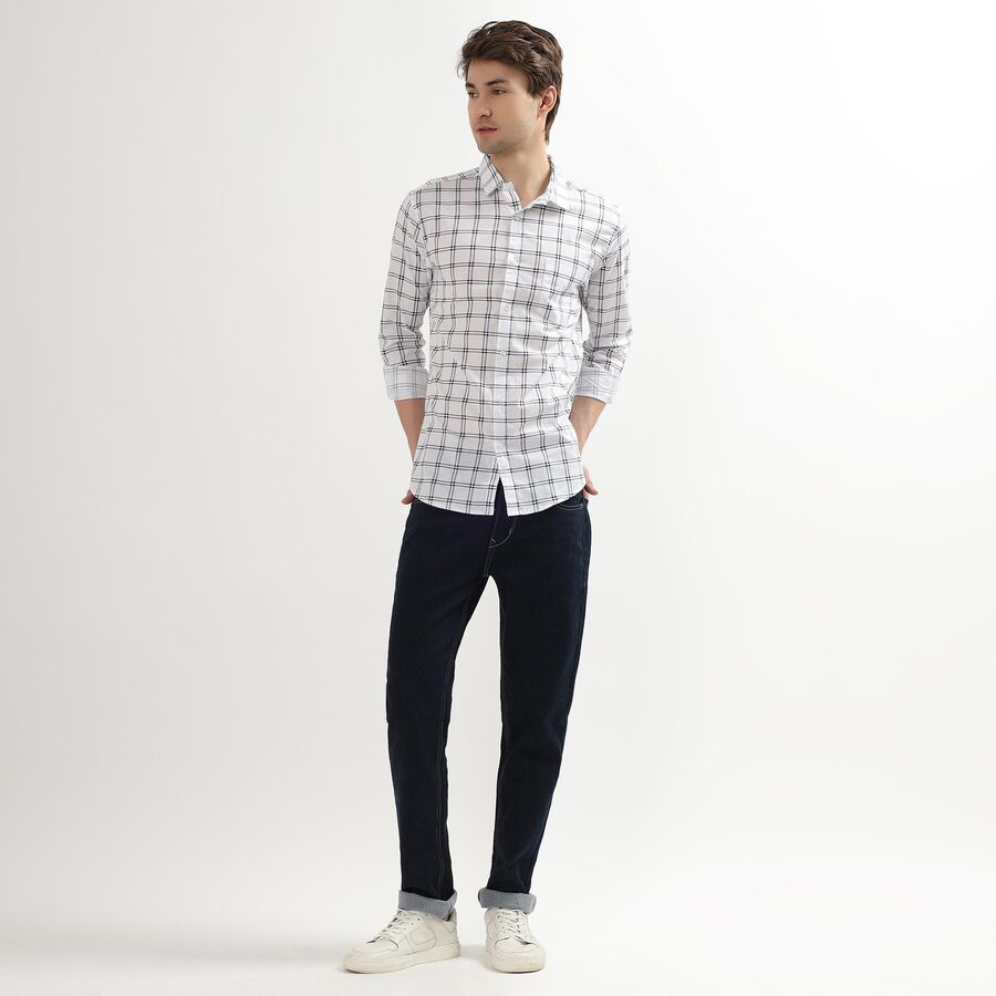 Men's Rich Eggshell White Cotton Classic Casual Shirt, White, large