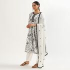 Women's White Round Neck Embroidered Kurta, ऑफ व्हाइट, small image number null