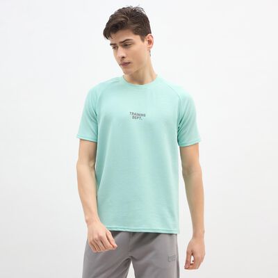 Men's Bright Aqua Crew Neck Athleisure T-Shirt