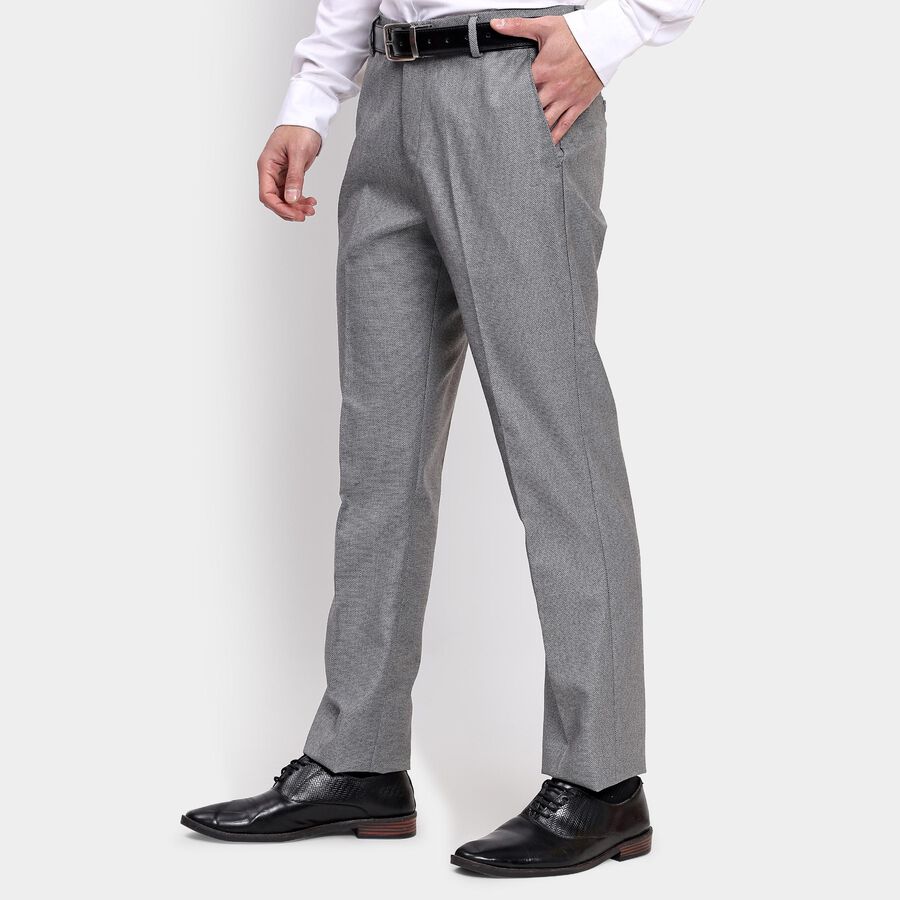 Men's Slim Fit Formal Trousers, हल्का ग्रे, large image number null