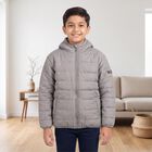 Boys Grey Hooded Puffer Jacket, Light Grey, small