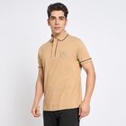Men's Collared Half Sleeves T-Shirt, Beige, small image number null