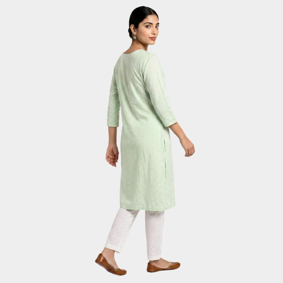 Women's Green NA Straight Kurta, हल्का हरा, large