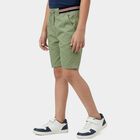 Boys' Olive Cotton Regular Fit Bermuda Shorts, Olive, small