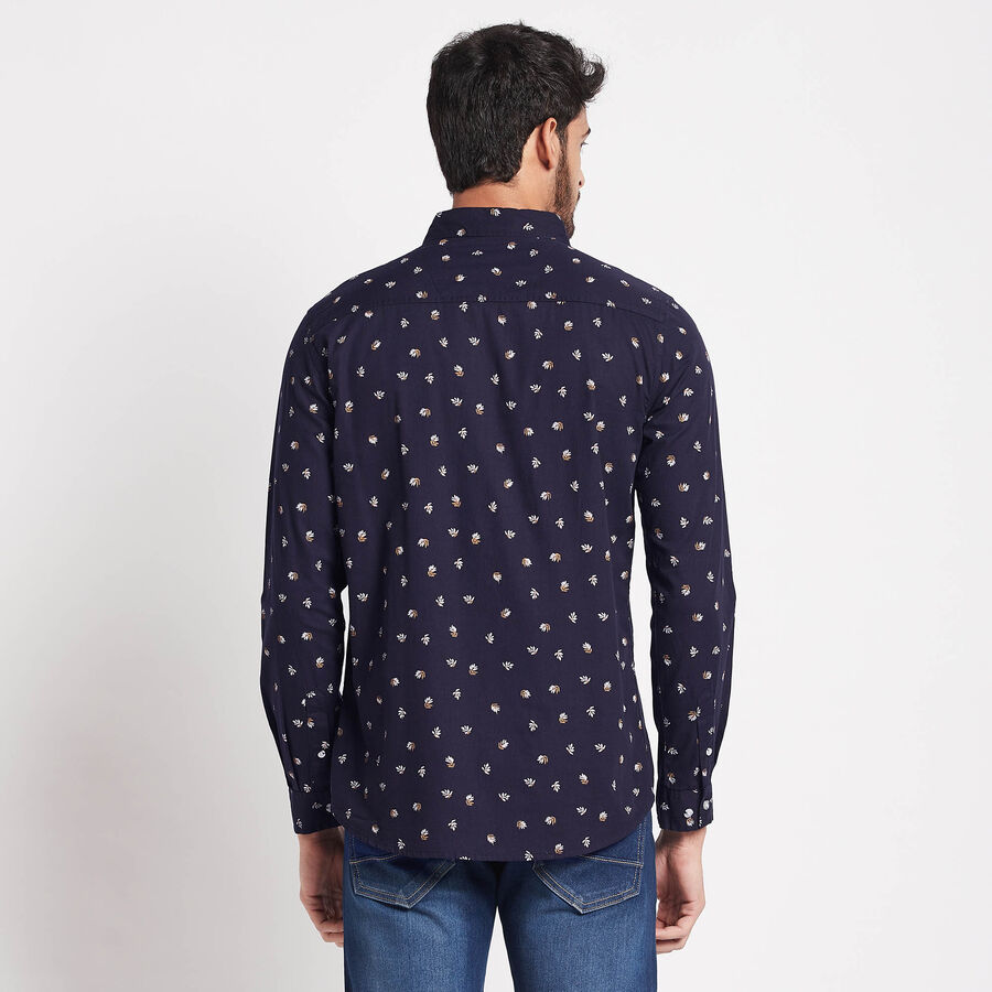 Cotton Printed Casual Shirt, Navy Blue, large image number null