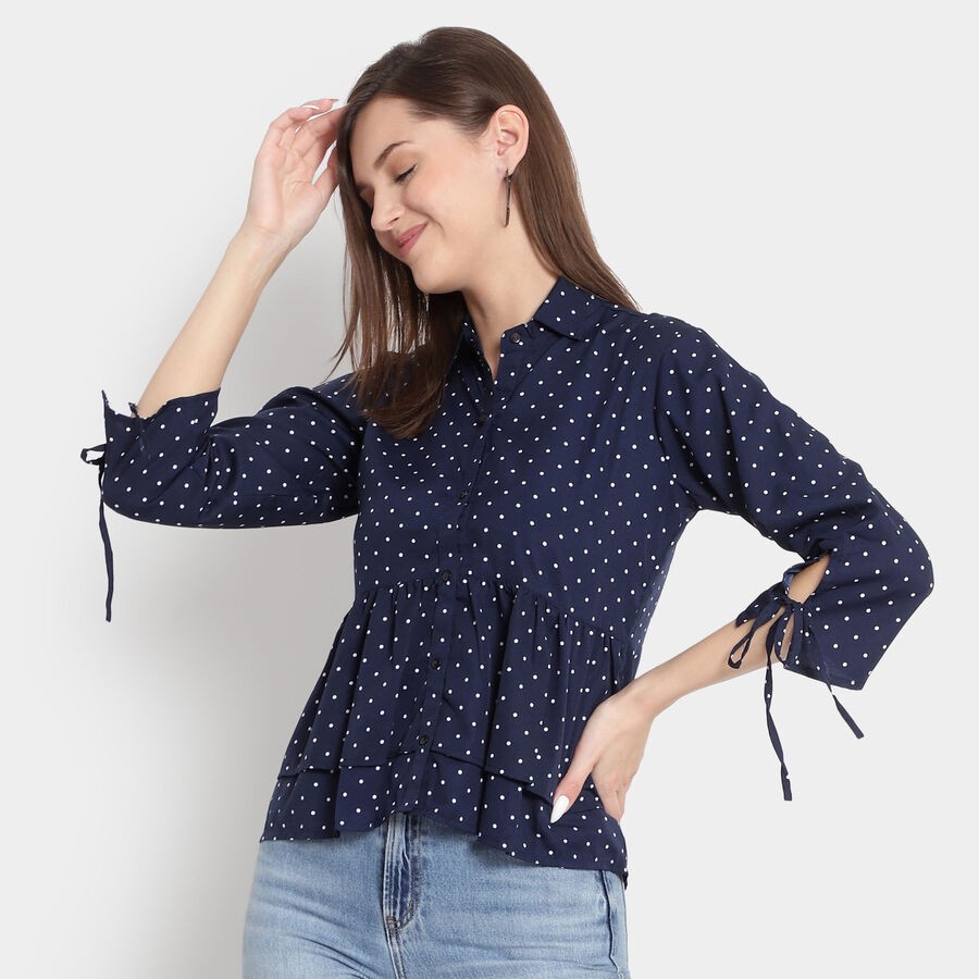 Printed Shirt, Navy Blue, large image number null