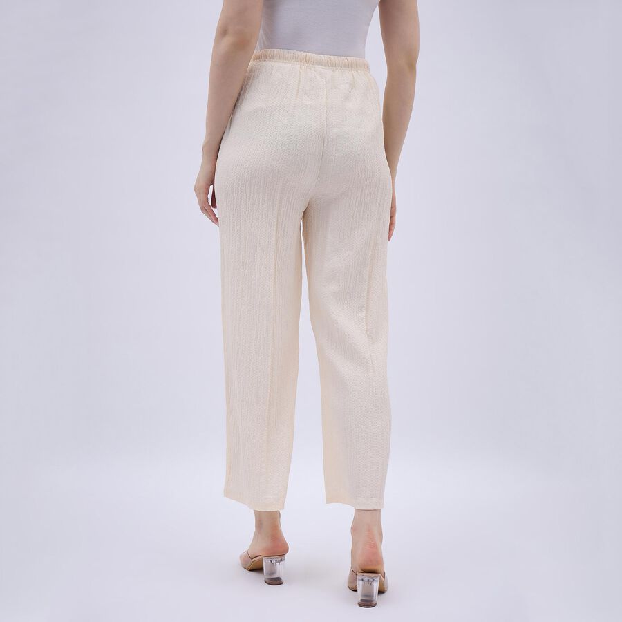 Women's Soft Beige Relaxed Fit Textured Harem Pants, ऑफ व्हाइट, large image number null