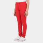 Girls Fuchsia Slim Fit Bow Detail Legging, रानी (फ्यूशिया), small
