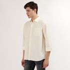 Men's Off-White Classic Collar Casual Shirt, ऑफ व्हाइट, small